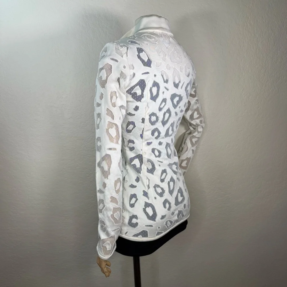NWOT Anthony Vaccarello Semi Sheer Plumetis Animal Print France Zip Jacket XS